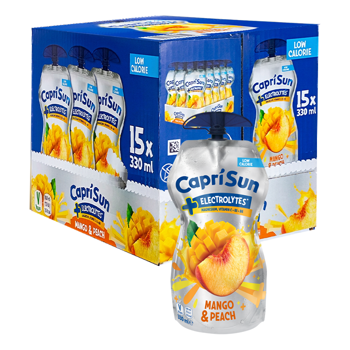 CAPRI-SUN + Electrolytes Mango & Peach (330ml x 15pcs MULTIPACK)