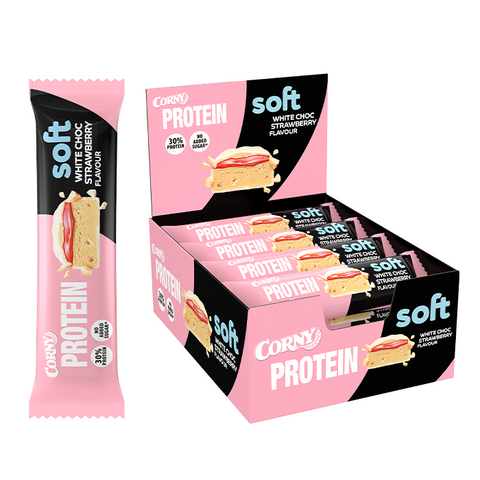 CORNY PROTEIN SOFT BARS – White Choc Strawberry (12pcs x 45g)