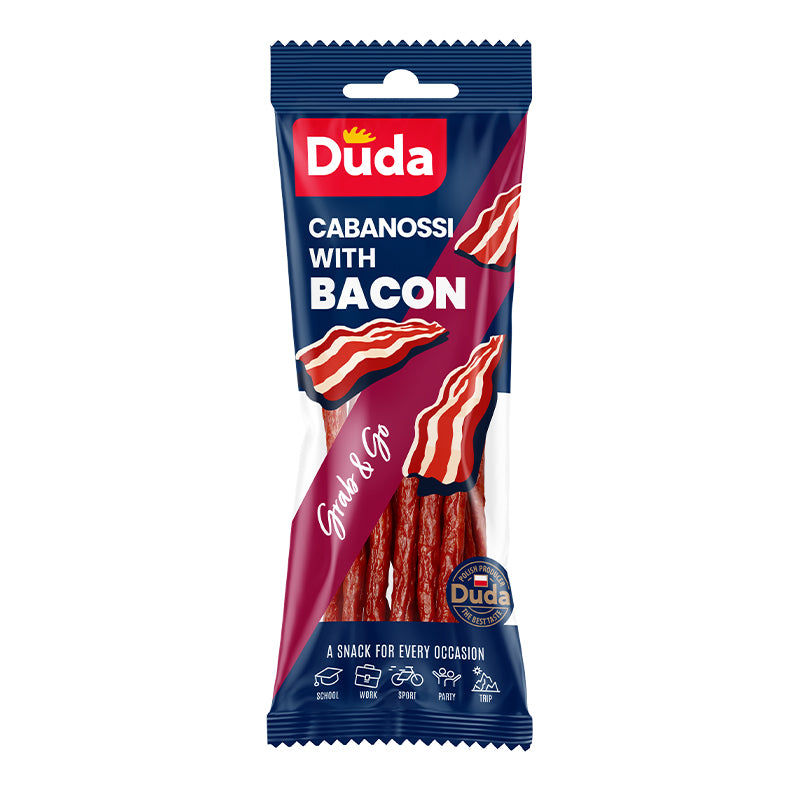 Duda: Λουκανικάκια καπνιστά Kabanosy με Bacon (95g)