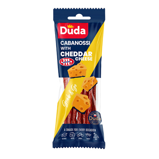 Duda: Λουκανικάκια καπνιστά Kabanosy με Cheddar cheese (95g)