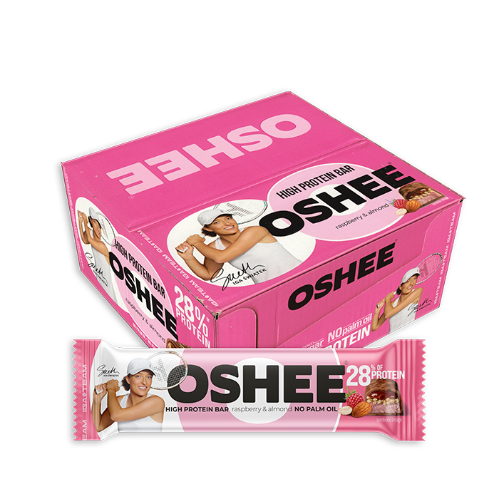OSHEE PROTEIN BAR – RASPBERRY & ALMOND 49g x 12pcs