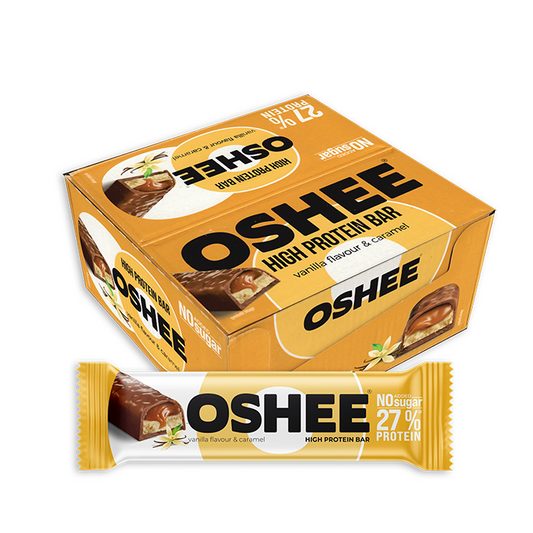 OSHEE PROTEIN BAR – VANILLA FLAVOUR & CARAMEL 49g x 12pcs
